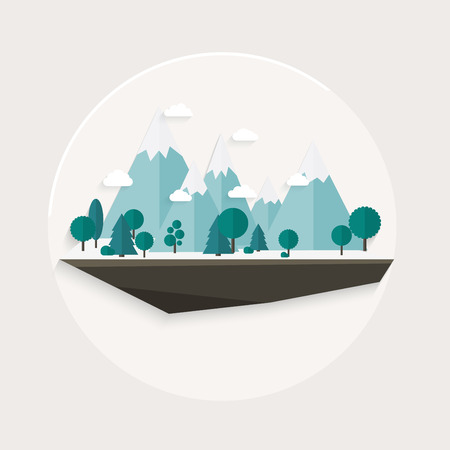 Flat design nature landscape illustrationのイラスト素材