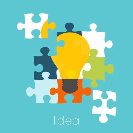 Puzzle light bulb icon. Concept vector illustrationのイラスト素材
