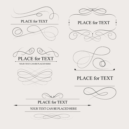 Floral design elements vintage dividers in black color. Page decoration. のイラスト素材