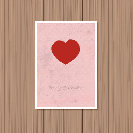 Valentine's day greeting card on a wooden backgroundのイラスト素材