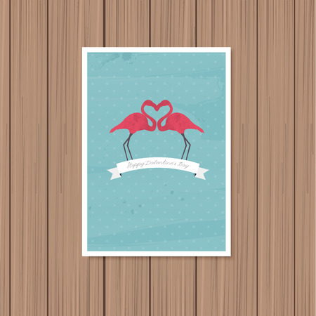 Valentine's day greeting card on a wooden backgroundのイラスト素材