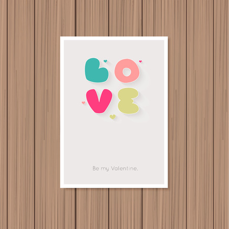 Valentine's day greeting card on a wooden backgroundのイラスト素材