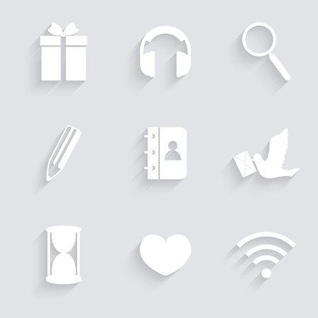 Modern flat icons vector collection with shadow effect in stylish colors of web design objects, business, office and marketing items.のイラスト素材