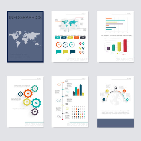 Set of infographics elements in modern flat business style. Can be used for info graphics, graphic or website layout vector, numbered banners, diagram, flyer, corporate report, marketing etc, web.のイラスト素材