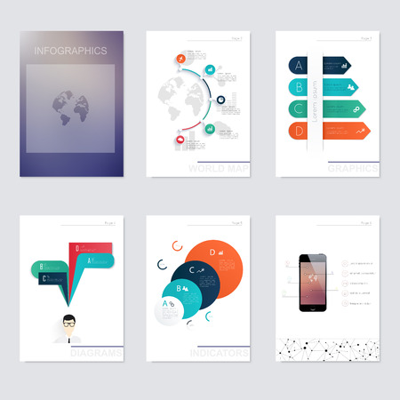 Set of infographics elements in modern flat business style. Can be used for info graphics, graphic or website layout vector, numbered banners, diagram, flyer, corporate report, marketing etc, web.のイラスト素材