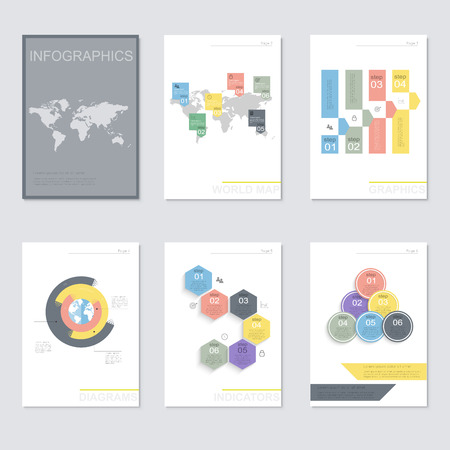 Set of Timeline Infographic Design Templates. Charts, Diagrams and other Vector Elements for Data and Statistics Presentationのイラスト素材
