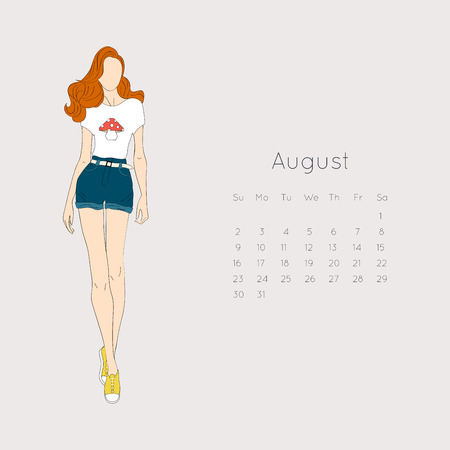 Calendar with fashion girl 2015. Vector illustration.のイラスト素材