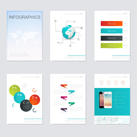 Set of infographics elements in modern flat business style. Can be used for info graphics, graphic or website layout vector, numbered banners, diagram, flyer, corporate report, marketing etc, web.のイラスト素材