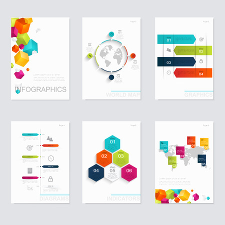 Set of infographics elements in modern flat business style. Can be used for info graphics, graphic or website layout vector, numbered banners, diagram, flyer, corporate report, marketing etc, web.のイラスト素材