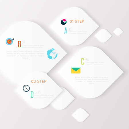 Vector colorful info graphics for your business presentations. Can be used for info graphics, graphic or website layout vector, numbered banners, diagram, horizontal cutout lines, web design.のイラスト素材