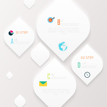 Vector colorful info graphics for your business presentations. Can be used for info graphics, graphic or website layout vector, numbered banners, diagram, horizontal cutout lines, web design.のイラスト素材