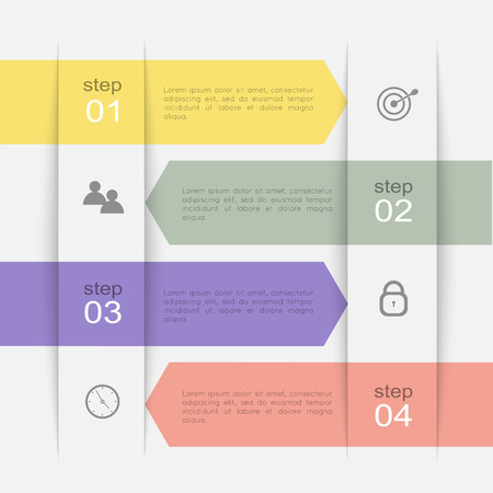 Vector colorful info graphics for your business presentations. Can be used for info graphics, graphic or website layout vector, numbered banners, diagram, horizontal cutout lines, web design.のイラスト素材