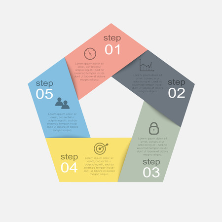 Vector colorful info graphics for your business presentations. Can be used for info graphics, graphic or website layout vector, numbered banners, diagram, horizontal cutout lines, web design.のイラスト素材