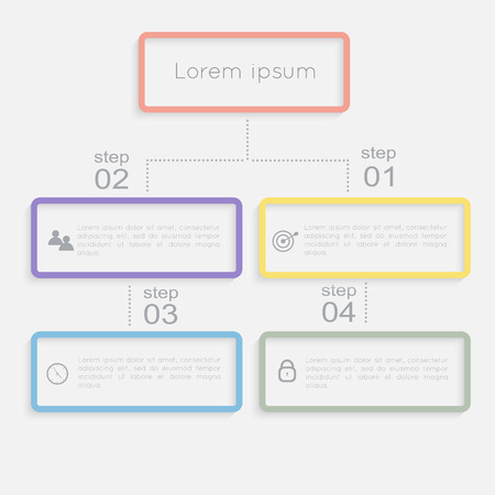 Vector colorful info graphics for your business presentations. Can be used for info graphics, graphic or website layout vector, numbered banners, diagram, horizontal cutout lines, web design.のイラスト素材