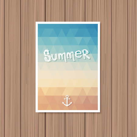 Vintage summer poster on a wooden backgroundのイラスト素材