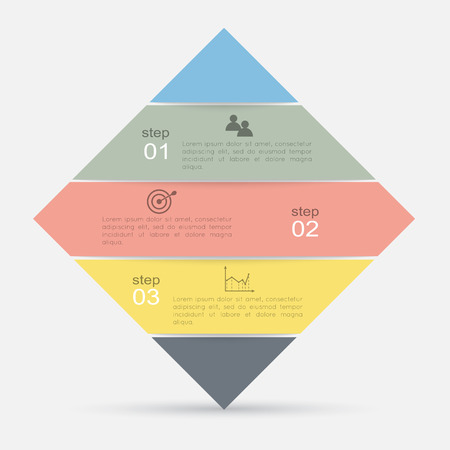 Vector colorful info graphics for your business presentations. Can be used for info graphics, graphic or website layout vector, numbered banners, diagram, horizontal cutout lines, web design.のイラスト素材