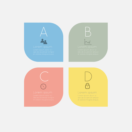 Vector colorful info graphics for your business presentations. Can be used for info graphics, graphic or website layout vector, numbered banners, diagram, horizontal cutout lines, web design.のイラスト素材