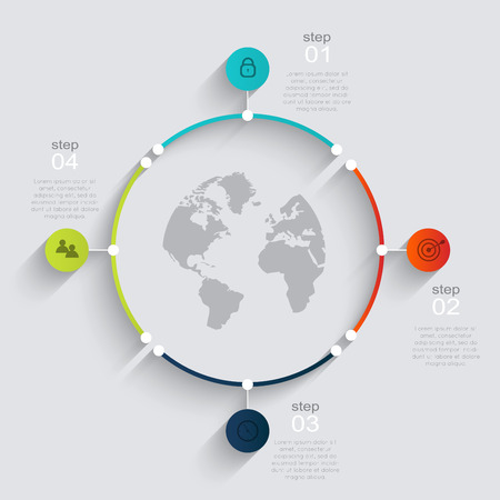 Vector colorful info graphics for your business presentations. Can be used for info graphics, graphic or website layout vector, numbered banners, diagram, horizontal cutout lines, web design.のイラスト素材
