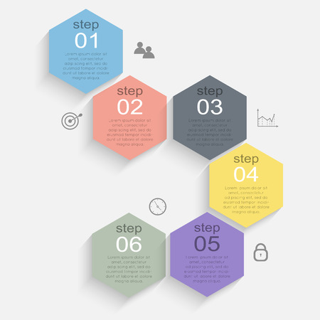 Vector colorful info graphics for your business presentations. Can be used for info graphics, graphic or website layout vector, numbered banners, diagram, horizontal cutout lines, web design.のイラスト素材