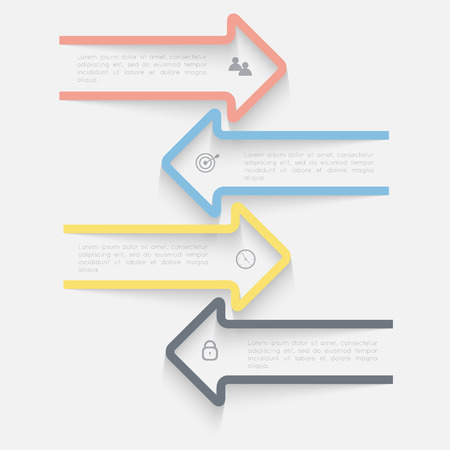 Vector colorful info graphics for your business presentations. Can be used for info graphics, graphic or website layout vector, numbered banners, diagram, horizontal cutout lines, web design.のイラスト素材