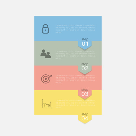 Vector colorful info graphics for your business presentations. Can be used for info graphics, graphic or website layout vector, numbered banners, diagram, horizontal cutout lines, web design.のイラスト素材