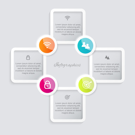Vector colorful info graphics for your business presentations. Can be used for info graphics, graphic or website layout vector, numbered banners, diagram, horizontal cutout lines, web design.のイラスト素材