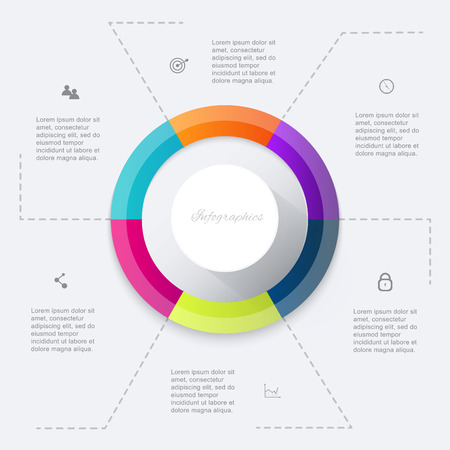 Vector colorful info graphics for your business presentations. Can be used for info graphics, graphic or website layout vector, numbered banners, diagram, horizontal cutout lines, web design.のイラスト素材