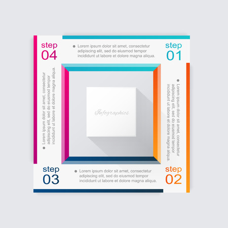 Vector colorful info graphics for your business presentations. Can be used for info graphics, graphic or website layout vector, numbered banners, diagram, horizontal cutout lines, web design.のイラスト素材