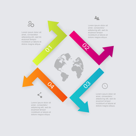 Vector colorful info graphics for your business presentations. Can be used for info graphics, graphic or website layout vector, numbered banners, diagram, horizontal cutout lines, web design.のイラスト素材