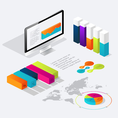 Flat 3d isometric infographic for your business presentations. Can be used for infographics, graphic or website layout vector, diagram,  web design. oncept vectorのイラスト素材