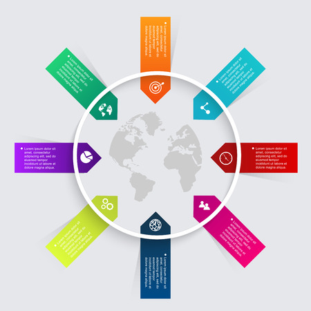 Vector colorful info graphics for your business presentations. Can be used for info graphics, graphic or website layout vector, numbered banners, diagram, horizontal cutout lines, web design.のイラスト素材