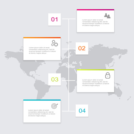 Vector colorful info graphics for your business presentations. Can be used for info graphics, graphic or website layout vector, numbered banners, diagram, horizontal cutout lines, web design.のイラスト素材