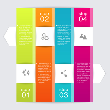 Vector colorful info graphics for your business presentations. Can be used for info graphics, graphic or website layout vector, numbered banners, diagram, horizontal cutout lines, web design.のイラスト素材