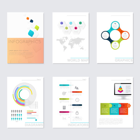 Set of Timeline Infographic Design Templates. Charts, Diagrams and other Vector Elements for Data and Statistics Presentationのイラスト素材