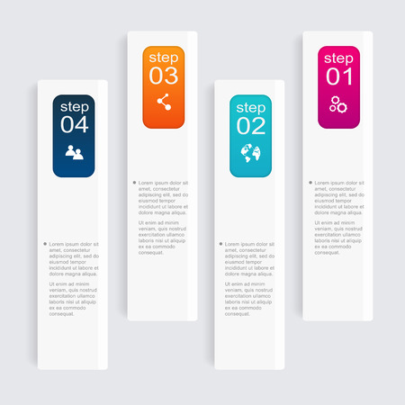 Vector colorful info graphics for your business presentations. Can be used for info graphics, graphic or website layout vector, numbered banners, diagram, horizontal cutout lines, web design.のイラスト素材