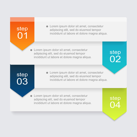 Vector colorful info graphics for your business presentations. Can be used for info graphics, graphic or website layout vector, numbered banners, diagram, horizontal cutout lines, web design.のイラスト素材