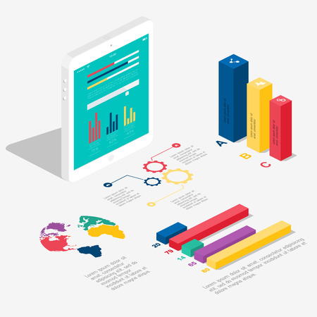 Flat 3d isometric infographic for your business presentations. Can be used for infographics, graphic or website layout vector, diagram,  web design. oncept vectorのイラスト素材