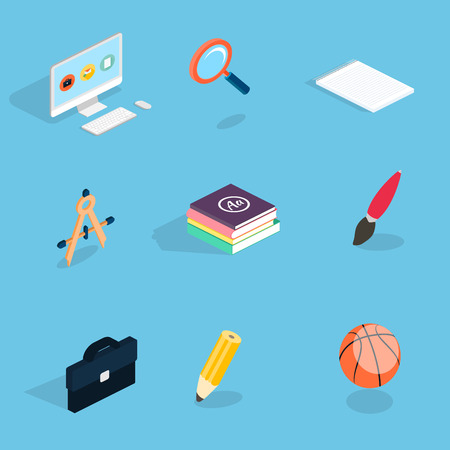 Flat 3d isometric  icons set vector illustration.のイラスト素材