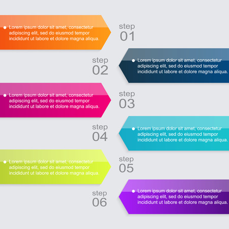Vector colorful info graphics for your business presentations. Can be used for info graphics, graphic or website layout vector, numbered banners, diagram, horizontal cutout lines, web design.のイラスト素材