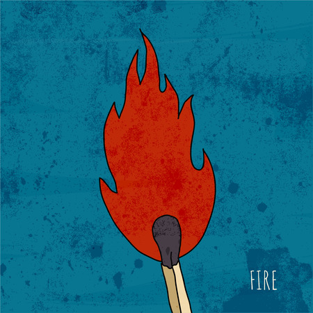 Cartoon burning match. Vintage illustration.のイラスト素材
