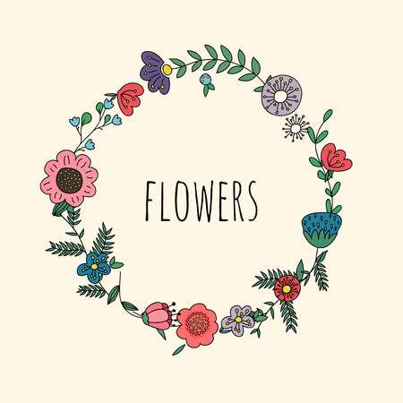 Floral wreaths. Template for wedding, mothers day, birthday, invitations.のイラスト素材