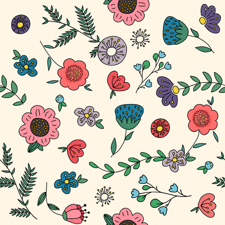 Seamless pattern with flowers, vector illustration.のイラスト素材