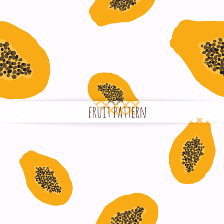 Hand drawn papaya. Seamless pattern.のイラスト素材