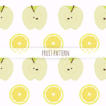 Hand drawn apple and lemon. Seamless pattern.のイラスト素材