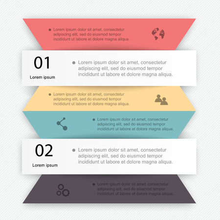 Vector colorful info graphics for your business presentations. Can be used for info graphics, graphic or website layout vector, numbered banners, diagram, horizontal cutout lines, web design.のイラスト素材