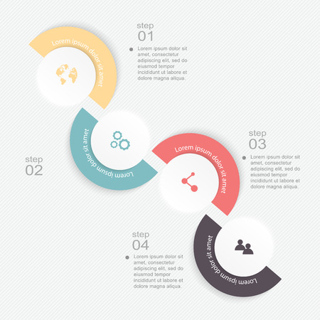 Vector colorful info graphics for your business presentations. Can be used for info graphics, graphic or website layout vector, numbered banners, diagram, horizontal cutout lines, web design.のイラスト素材