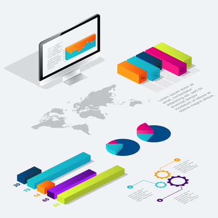 Flat 3d isometric infographic for your business presentations. Can be used for infographics, graphic or website layout vector, diagram,  web design. oncept vectorのイラスト素材