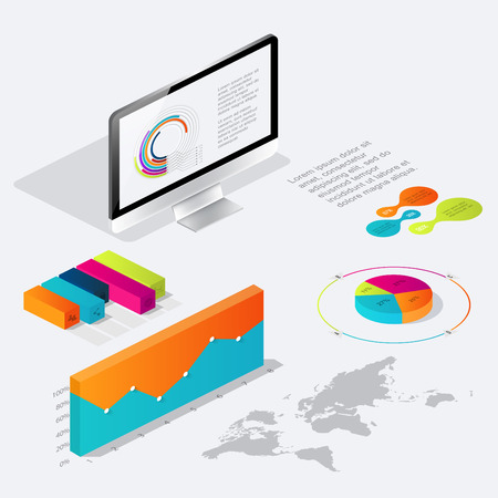 Flat 3d isometric infographic for your business presentations. Can be used for infographics, graphic or website layout vector, diagram,  web design. oncept vectorのイラスト素材