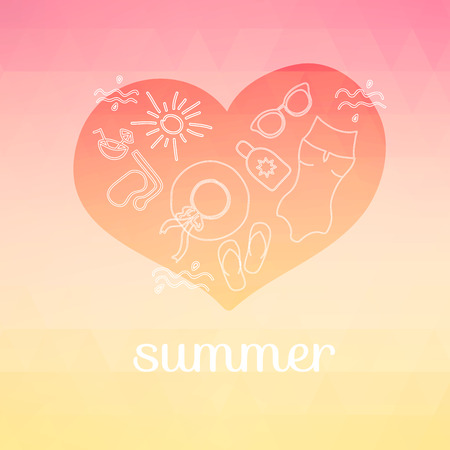 Summer background with text. Vector illustration.のイラスト素材