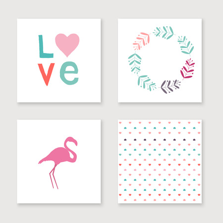 Cards collection for valentines day, birthday, save the date invitation.のイラスト素材